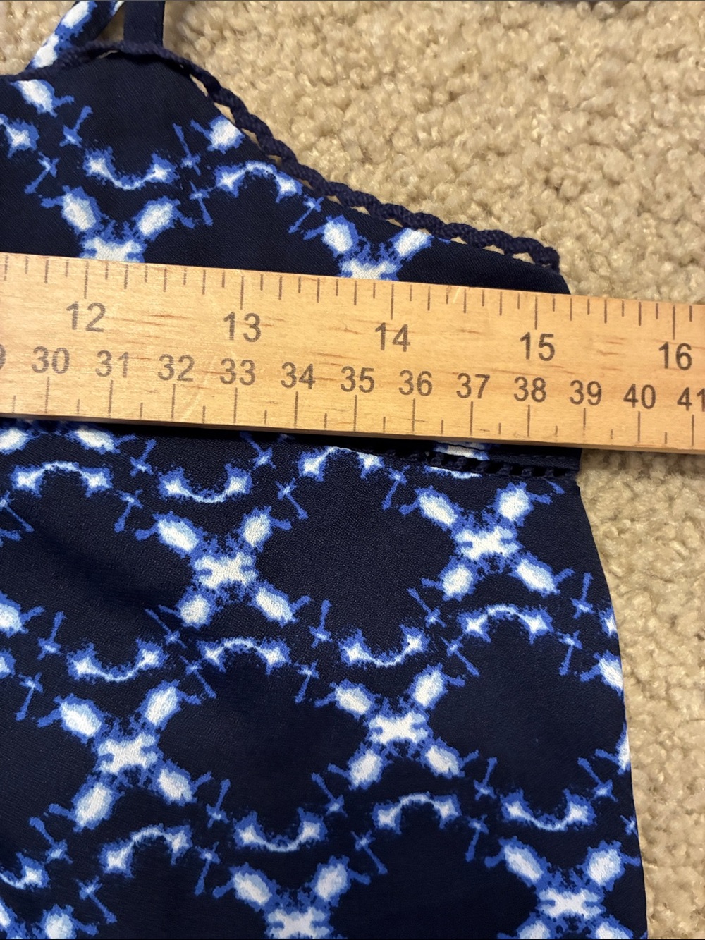💕 Jessica Simpson Navy Blue White Tie Dye Print Camisole Tank XS / XXS - Picture 6 of 7